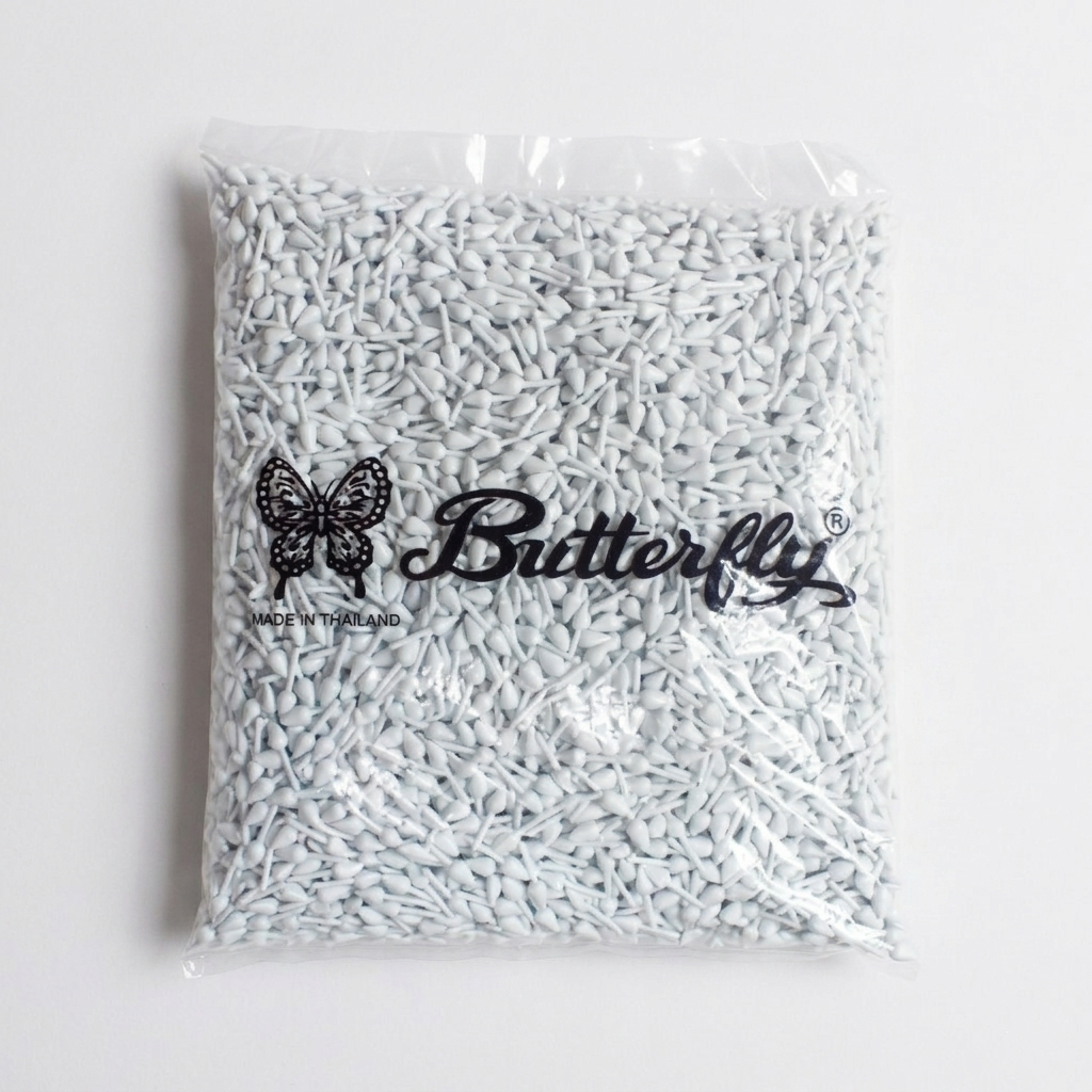 ดอกพุดร่วง มะลิตูม มะลิปลอม มะลิตูมพลาสติก ถุงใหญ่ 1 KG ตราผีเสื้อ Butterfly นางรำ