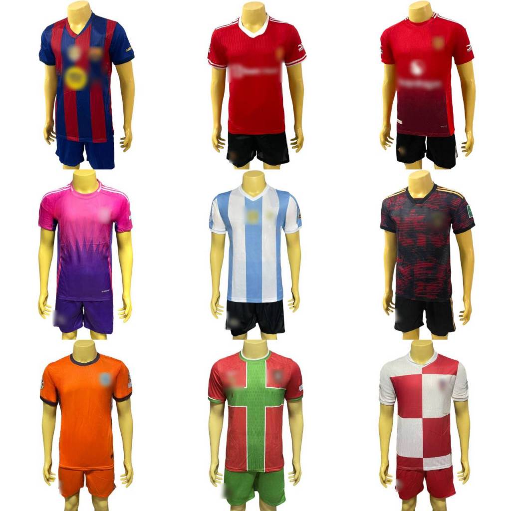 เสื้อกีฬา ชุดฟุตบอล สโมสรทีมดัง ได้เสื้อกับกางเกง เนื้อผ้าโพลีเอสเตอร์ ใส่เล่นออกกำลังกาย