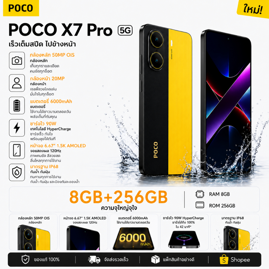 🔥รุ่นล่าสุ✨ X7 Pro [8+256] มาพร้อมโปรเซสเซอร์ Dimensity 8400 Ultra อันทรงพลัง | กล้องหลัก 50MP พร้อม