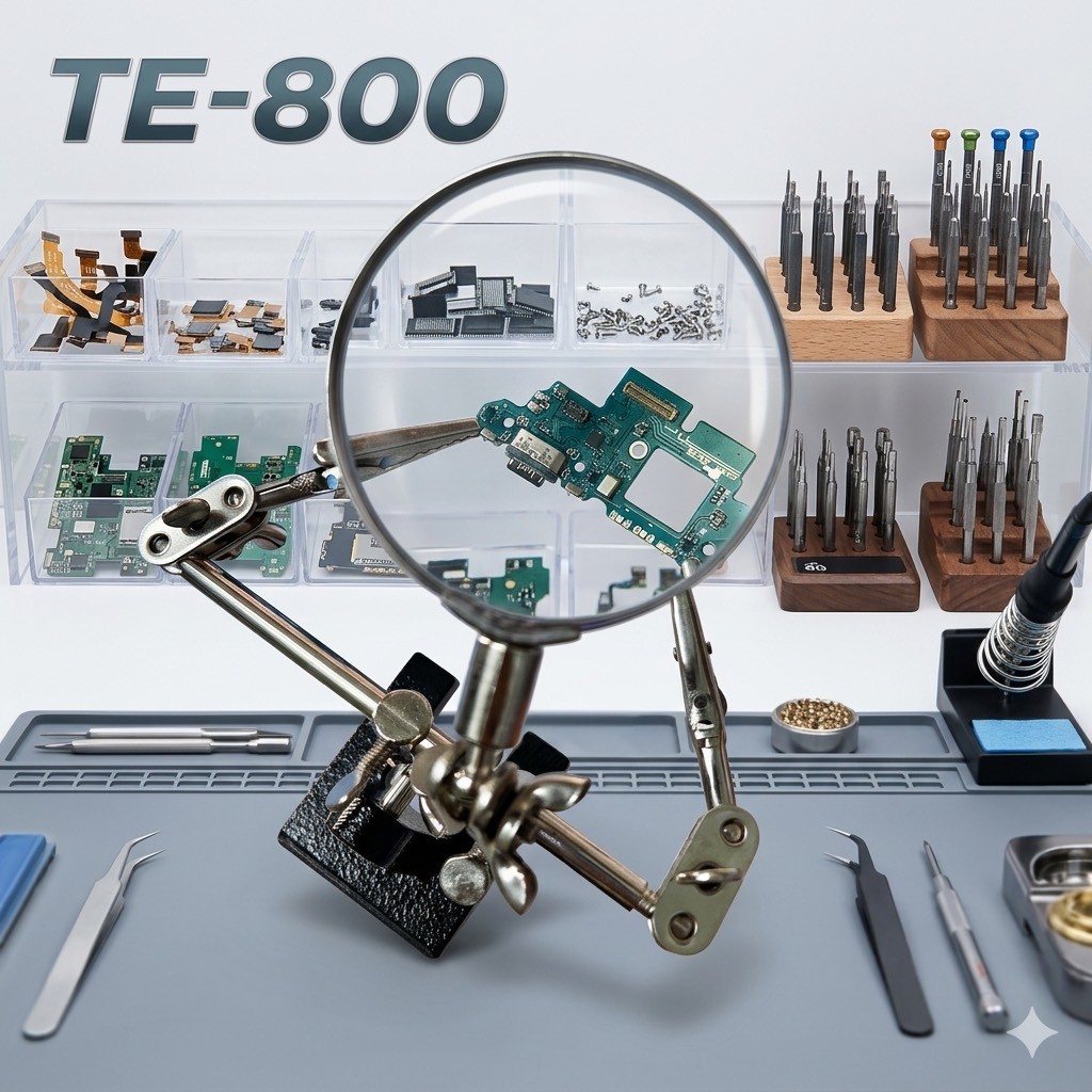 แท่นจับพร้อมแว่นขยาย พร้อมที่จับชิ้นงาน TE-800และแท่นจับTE-801มาพร้อมไฟLED เลนส์ขยาย 3.5xขยายได้ชัดเจน