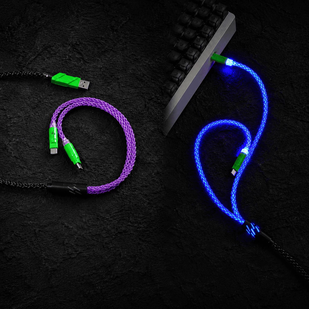 สายถัก Custom Coiled Cable 1-to-2 Crystal Copper Cable 8k Polling rate USB Type C to A แถมฟรีพร้อมกระเป๋า