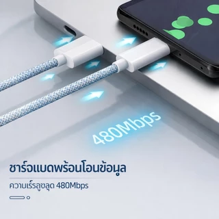 สายชาร์จไว 120W 6A สายถักทนทาน รองรับ Type-C / iOS / Micro USB สายชาร์จเร็ว สำหรับมือถือ แท็บเล็ต ยาว 1M/2M