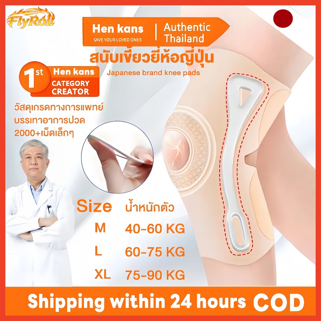 【พร้อมส่ง】สนับเข่ายี่ห้อญี่ปุ่น หนาเพียง 0.6 มม. – บรรเทาปวดเข่า พยุงเข่าแข็งแรง ทนทาน รองรับการเคลื่อนไหวทุกวัน