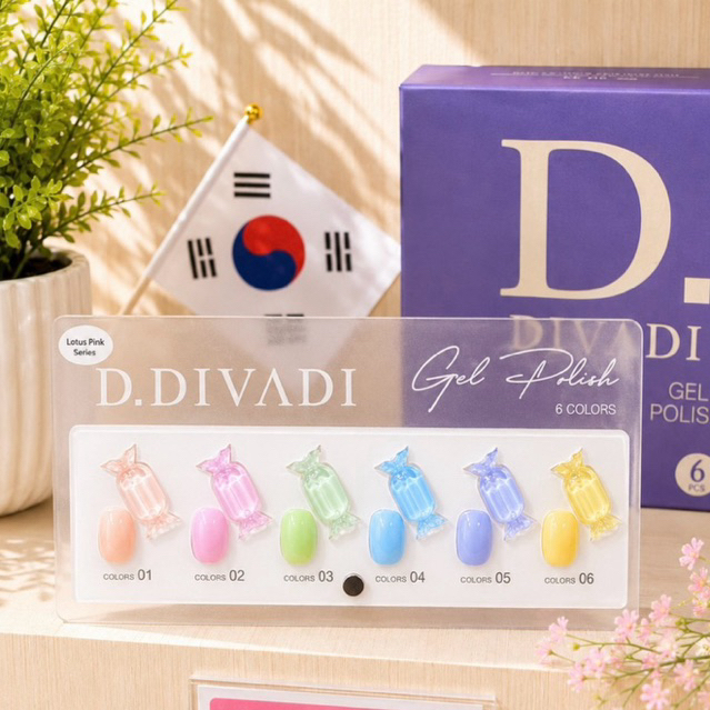 [Saleมีจำกัด‼️]สีเจลเกาหลีDivadi6ขวดฟรีชาร์จ สีออแกนิค* NO TPOสีออแกนิก
