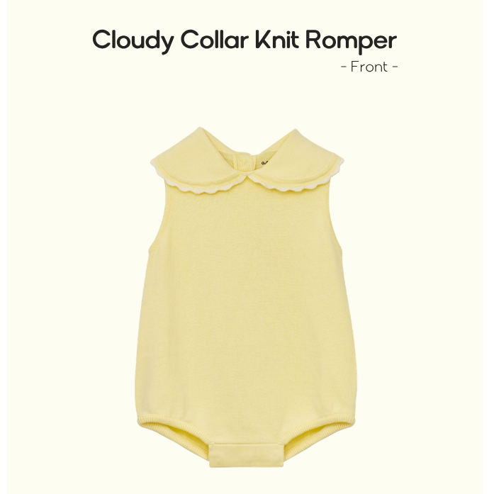 [Amey Brand] Cloudy Collar Knit Romper ชุดเด็กผ้าไหมพรม แขนกุด คอปก กระดุมหลัง