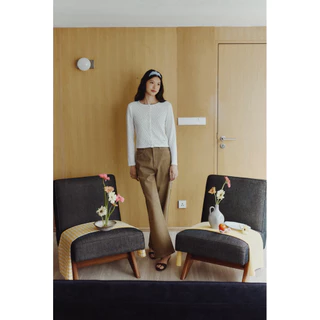 POCKETWOOD - Meadow Top [พร้อมส่ง] เสื้อแขนยาวทอลายดอกไม้เล็ก