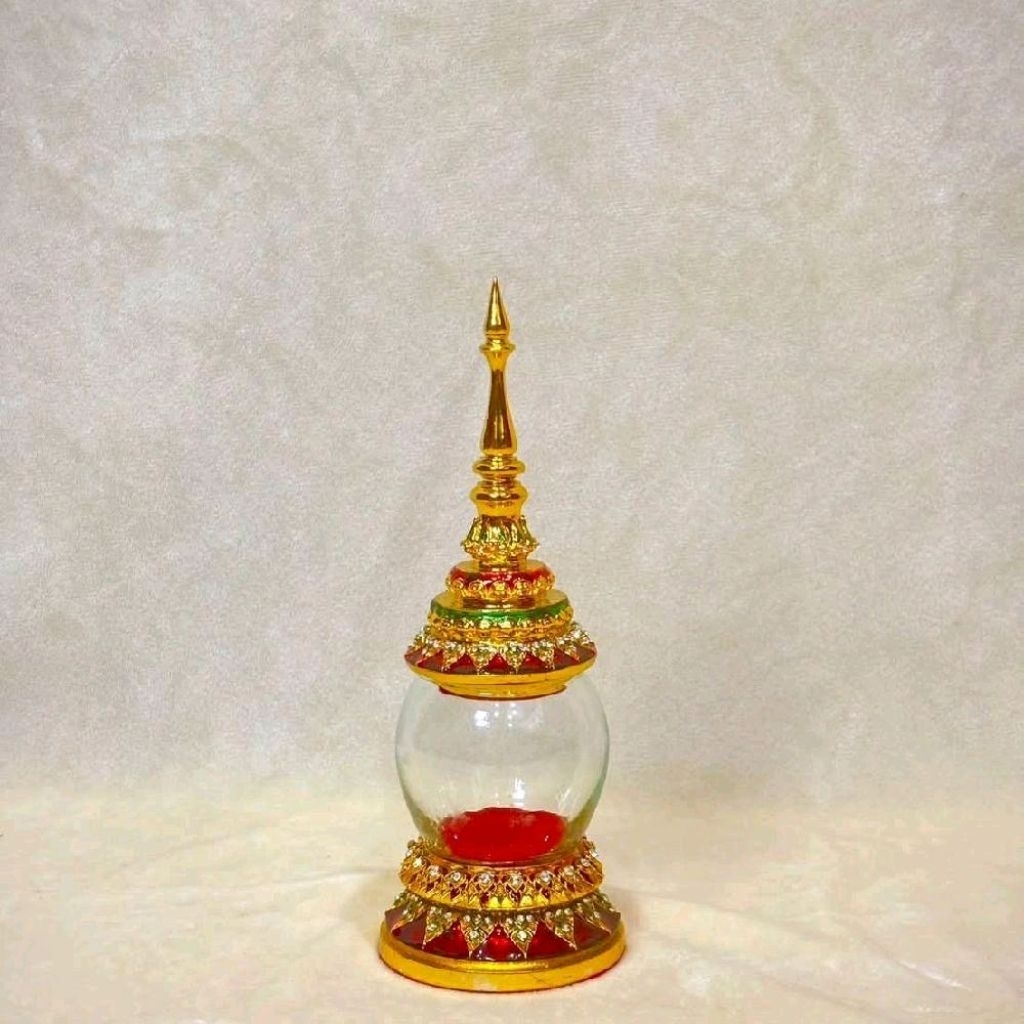 ผอบใส่พระธาตุ ทิพย์ยอดมงคล01 ชุบน้ำทองวิทยาศาสตร์ ลงยาราชาวดี ประดับเพชร