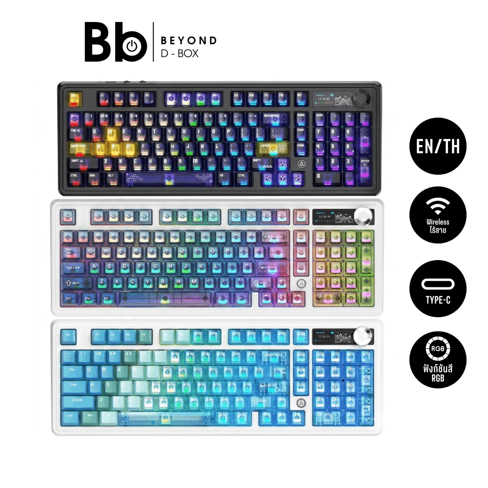 คีย์บอร์ดเกมมิ่ง Ajazz AK980 V2 Pro Lychee Switch by BB Beyond D-Box