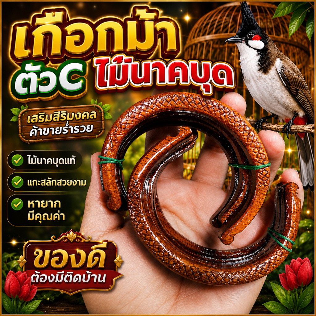 🔴เกือกม้า ตัว C ไม้นาคบุด งานสวย [ชิ้นละ]🔴