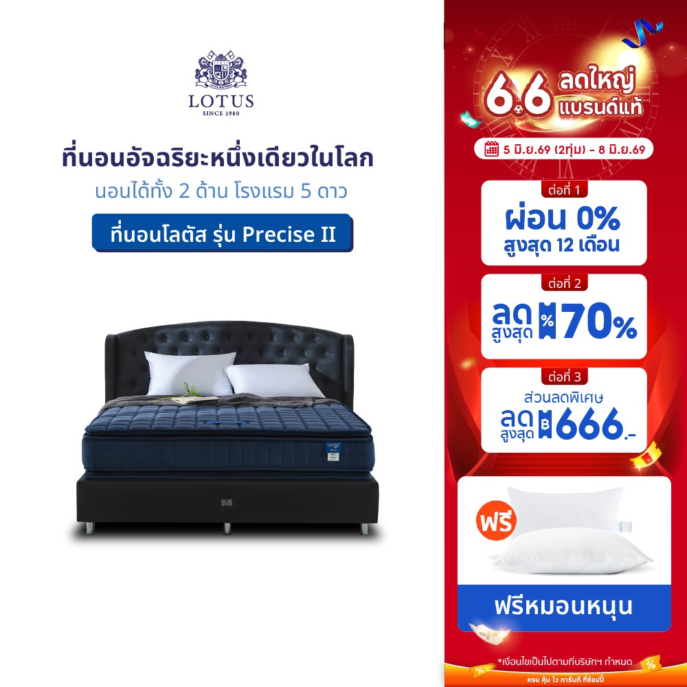 [ ขายดี ] LOTUS ที่นอนสปริงอัจฉริยะ รุ่น Precise II (Navy) หนา 11 นิ้ว สเปคนุ่มแน่น ส่งฟรี
