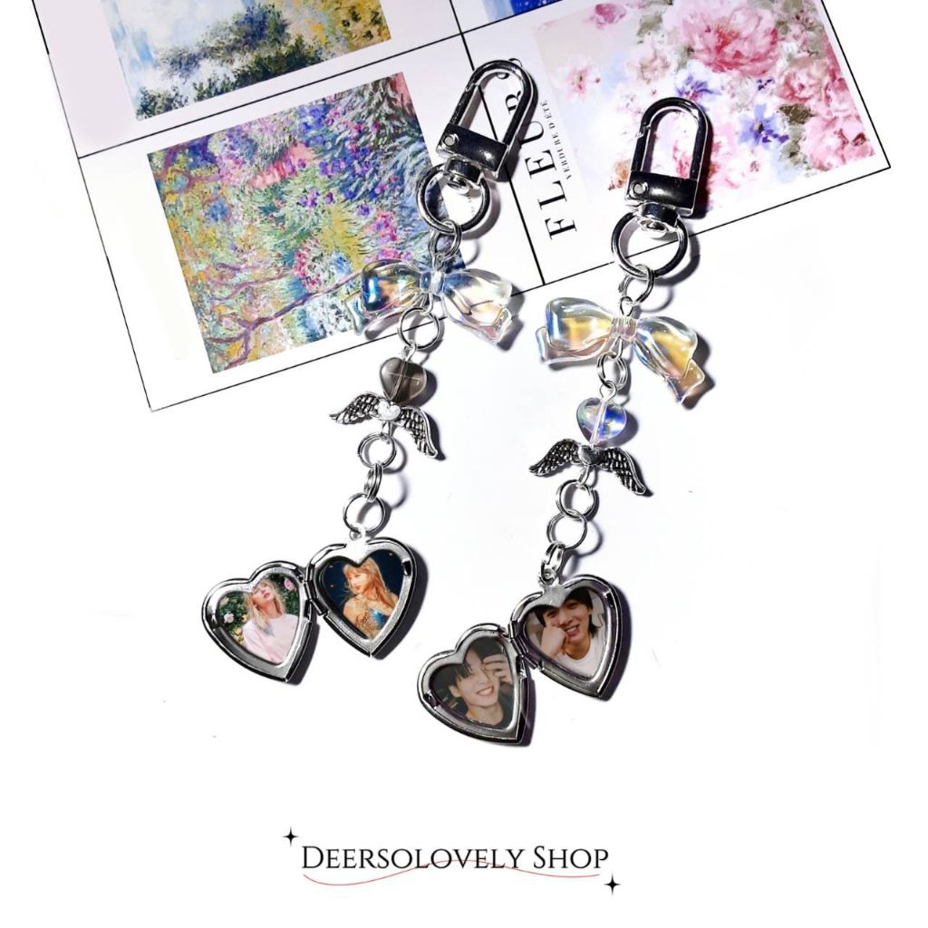 พวงกุญแจล็อกเก็ตสั่งทำได้ ร้านใส่รูปให้ ใส่ได้ 2 รูป