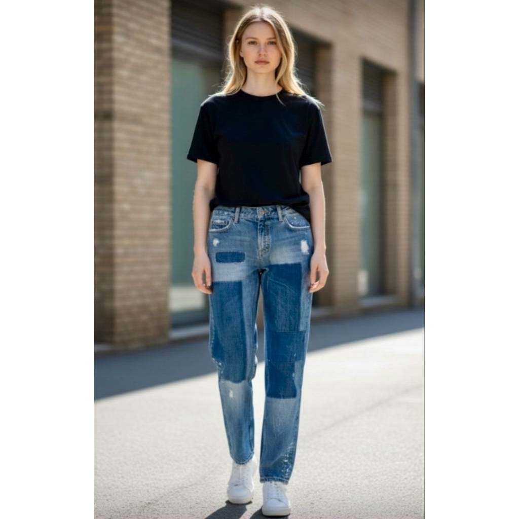 Zara Thibute 70's eur34 เอว32-34/สะโพก42/เป้า9.5/ขา6.5/ยาว39 ผ้ายีนส์ไม่ยืด กระดุมซิปหน้า กระเป๋าหน้
