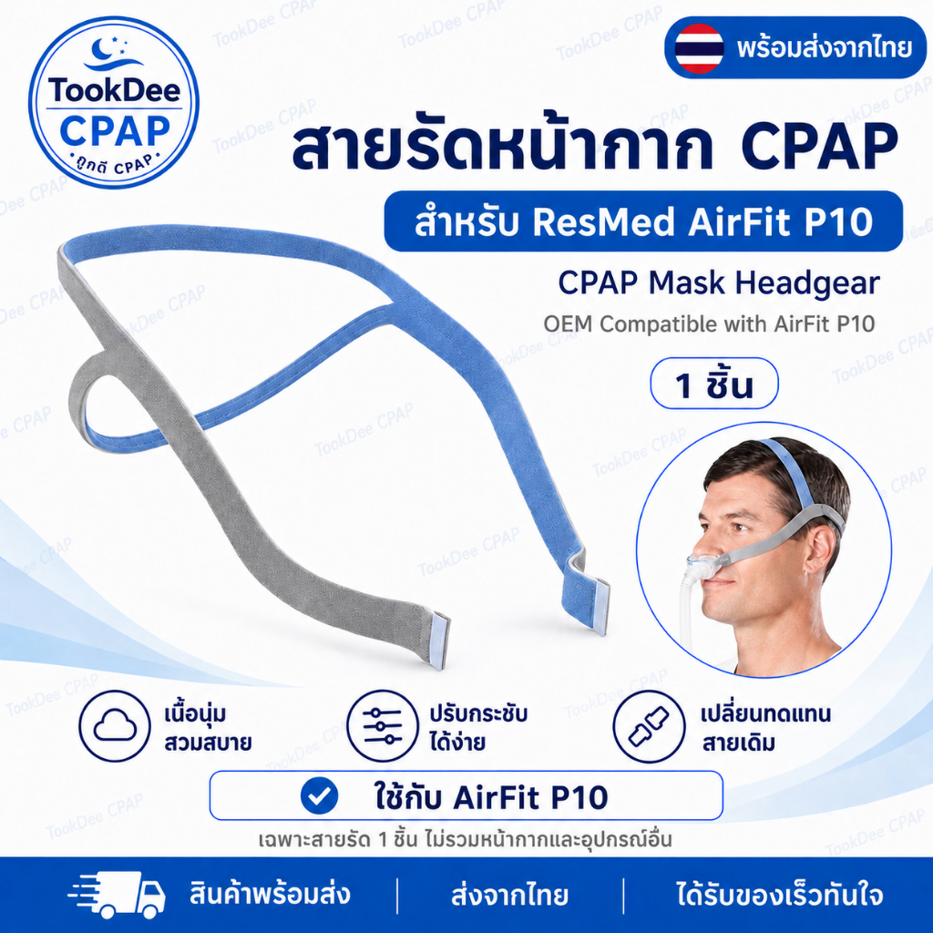 ResMed AirFit P10 Headgear OEM สายคาดศีรษะ สายรัดหน้ากาก CPAP Airfit p10  พร้อมส่งจากไทย