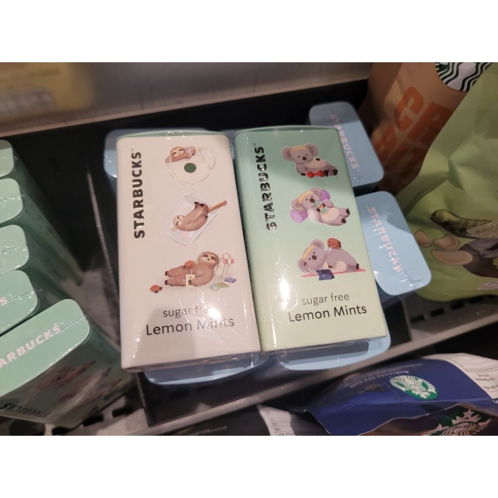 Starbucks แท้ 100%  Sugar Free Lemon Mints peppermints , peach berry mints ลูกอมปราศจากน้ำตาล  23.8 G ของแท้ 100%