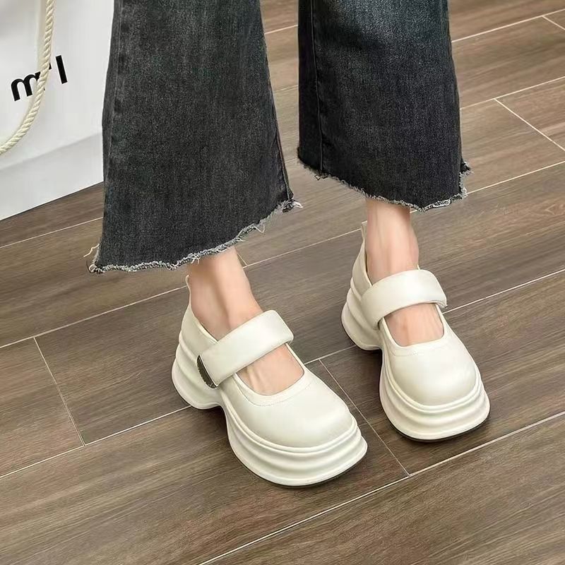 รองเท้าสตรี Mary Jane สไตล์ฝรั่งเศสรองเท้าไม่มีส้นหนาสไตล์อังกฤษ Size 35-40💕งานมาใหม่สวยมากคะ เชือกผูกรองเท้าเวลโคร