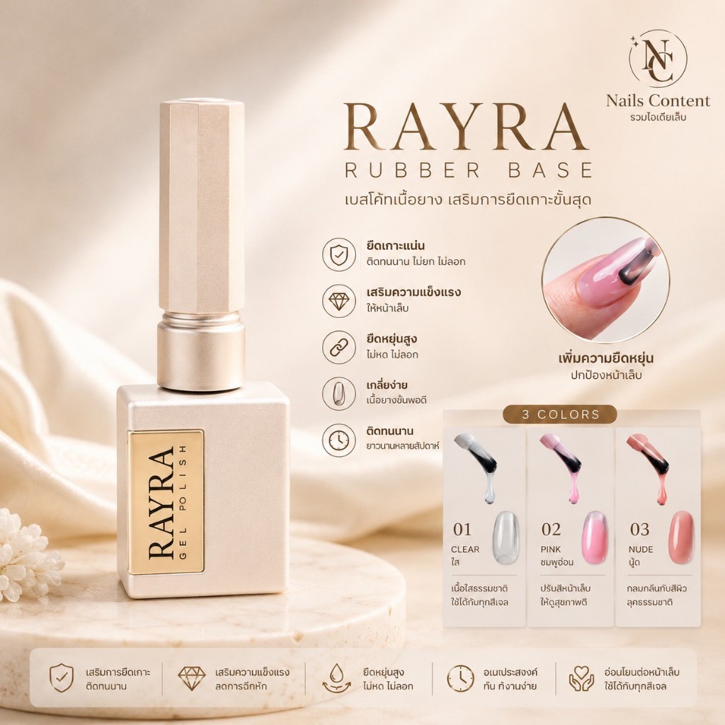Rayra Rubber base (ราคาต่อขวด) มีให้เลือก 3 สี