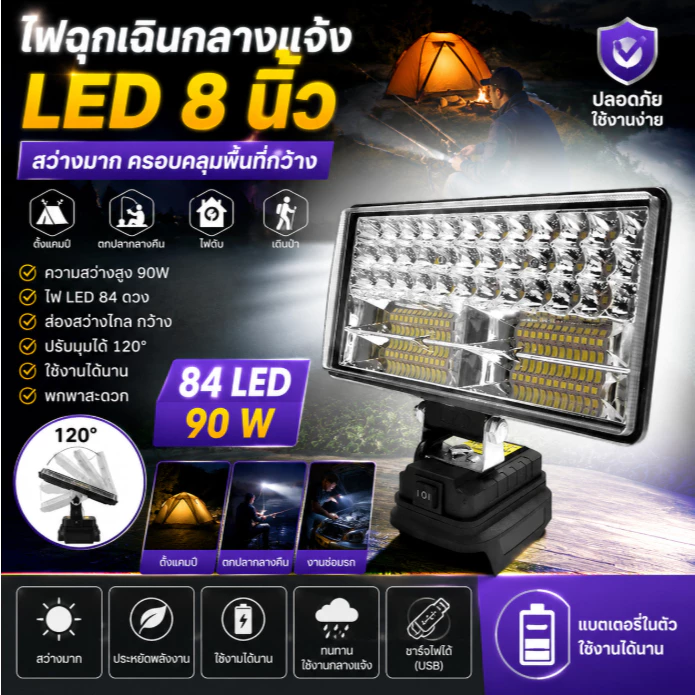 ไฟฉุกเฉินกลางแจ้ง LED Camping Light 8 นิ้ว ไฟตั้งแคมป์ ไฟนิรภัย สำหรับตกปลากลางคืน