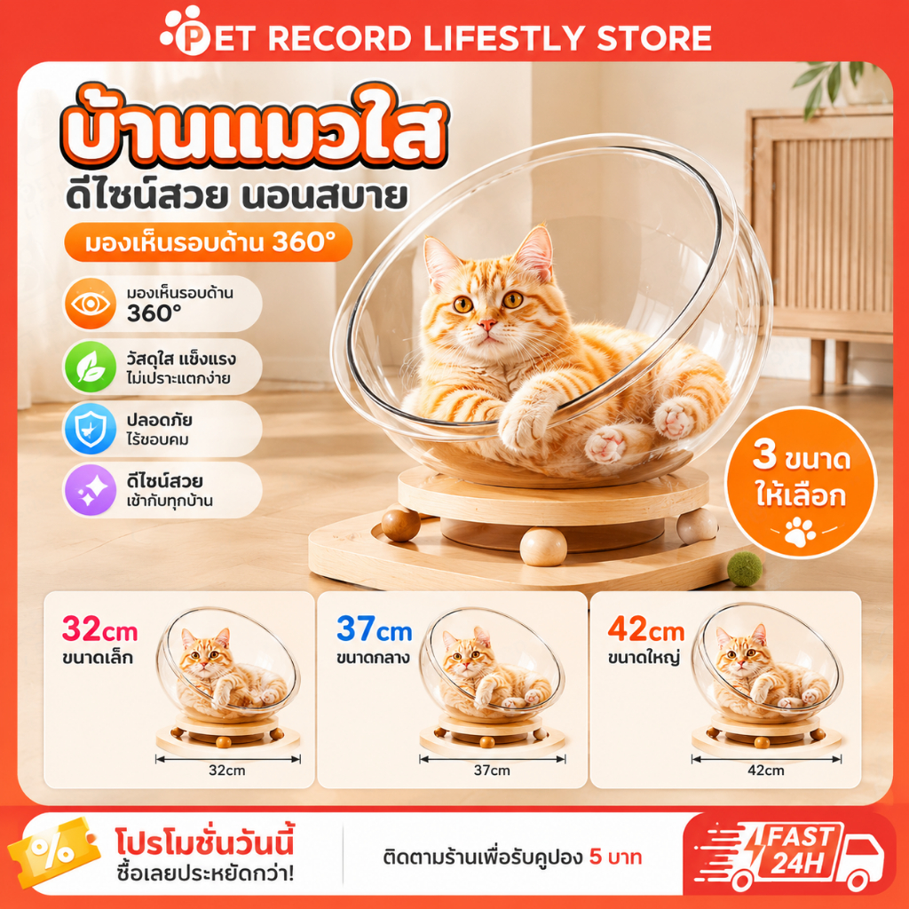 [BDS]รังแมวแคปซูลอวกาศ 2in1 โดมแมว หลุมอวกาศ บ้านแมว ของเล่นแมว ที่นอนอวกาศ จานเสียงไม้เนื้อแข็งอะคริลิค