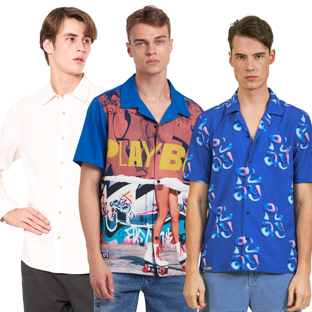 PLAYBOY 10PB DREAM DEV  เสื้อผ้าผู้ชาย/เสื้อ/เสื้อเชิ้ตสีน้ำเงิน รุ่น P1MT234SS028BL P1MT234SS098BL P1MT244SF027WH