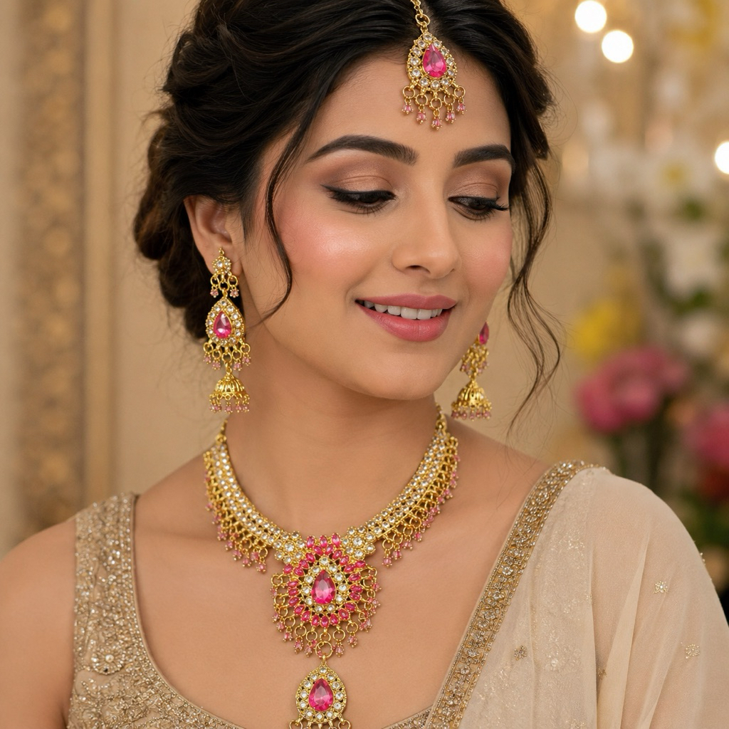 สร้อยคอคริสตัลจากอินเดีย สวมกับผ้าส่าหรี เลเฮนก้า ชุดไทยcrystal necklace from india wear with saree,lehenga,thai dresses