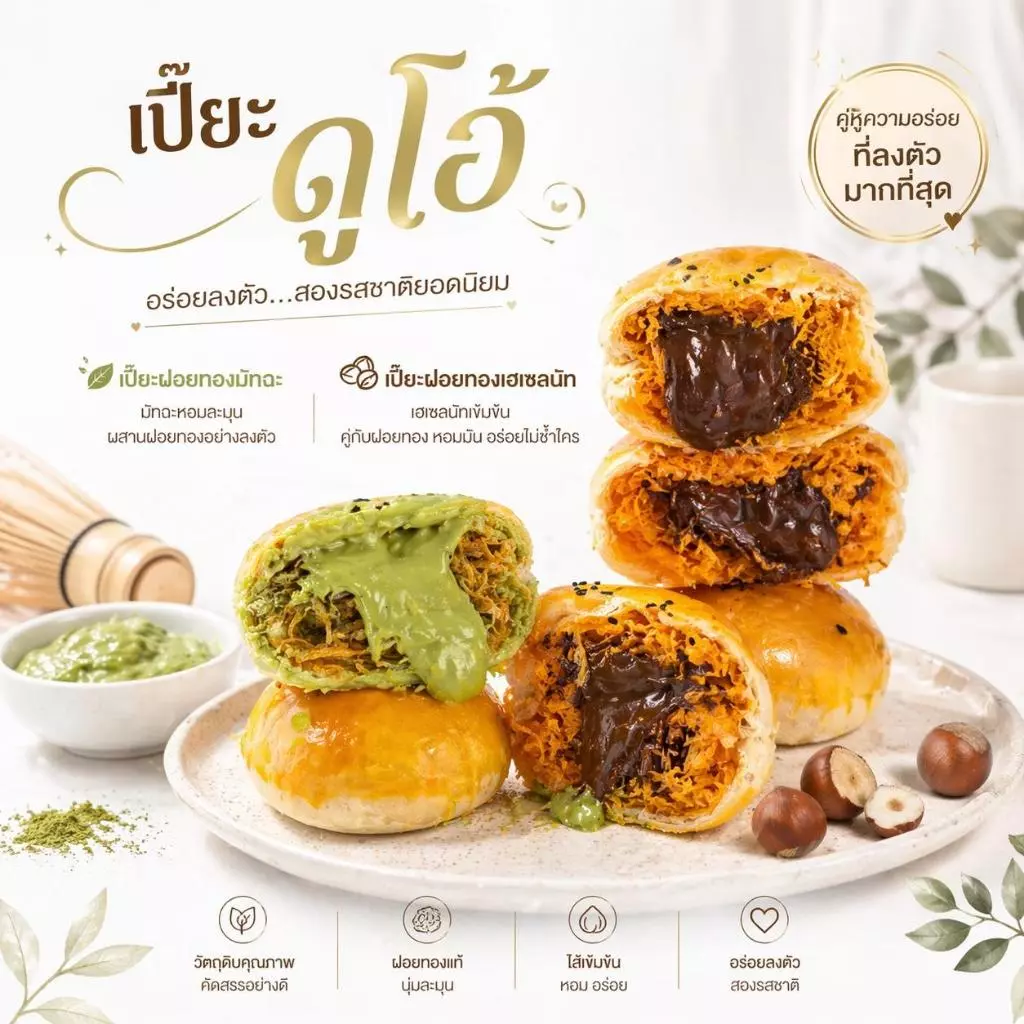 (1แถม1) เปี๊ยะฝอยทองลาวาดูโอ้ Noeyleeshop