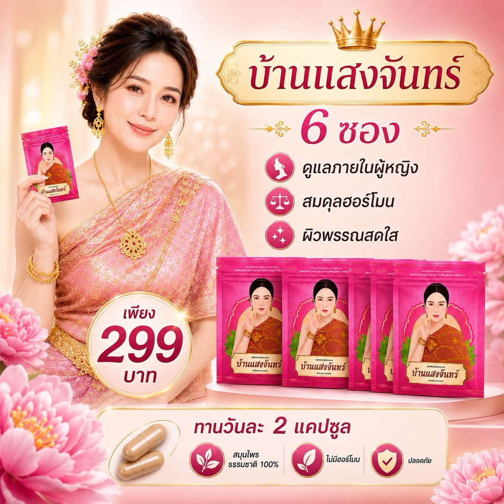 บ้านแสงจันทร์ (เซ็ต) แก้ตกขาว มีกลิ่น ไม่กระชับ วัยทอง