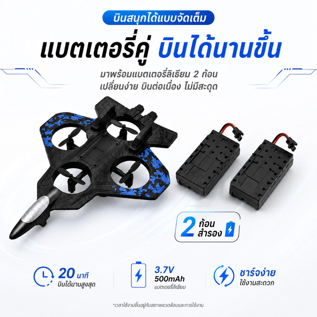 Beige เครื่องบินบังคับโฟม เครื่องบินของเล่น เครื่องบินไฟฟ้า 2.4GHz รีโมทคอนโทรล กันกระแทก บินง่าย thumbnail 10