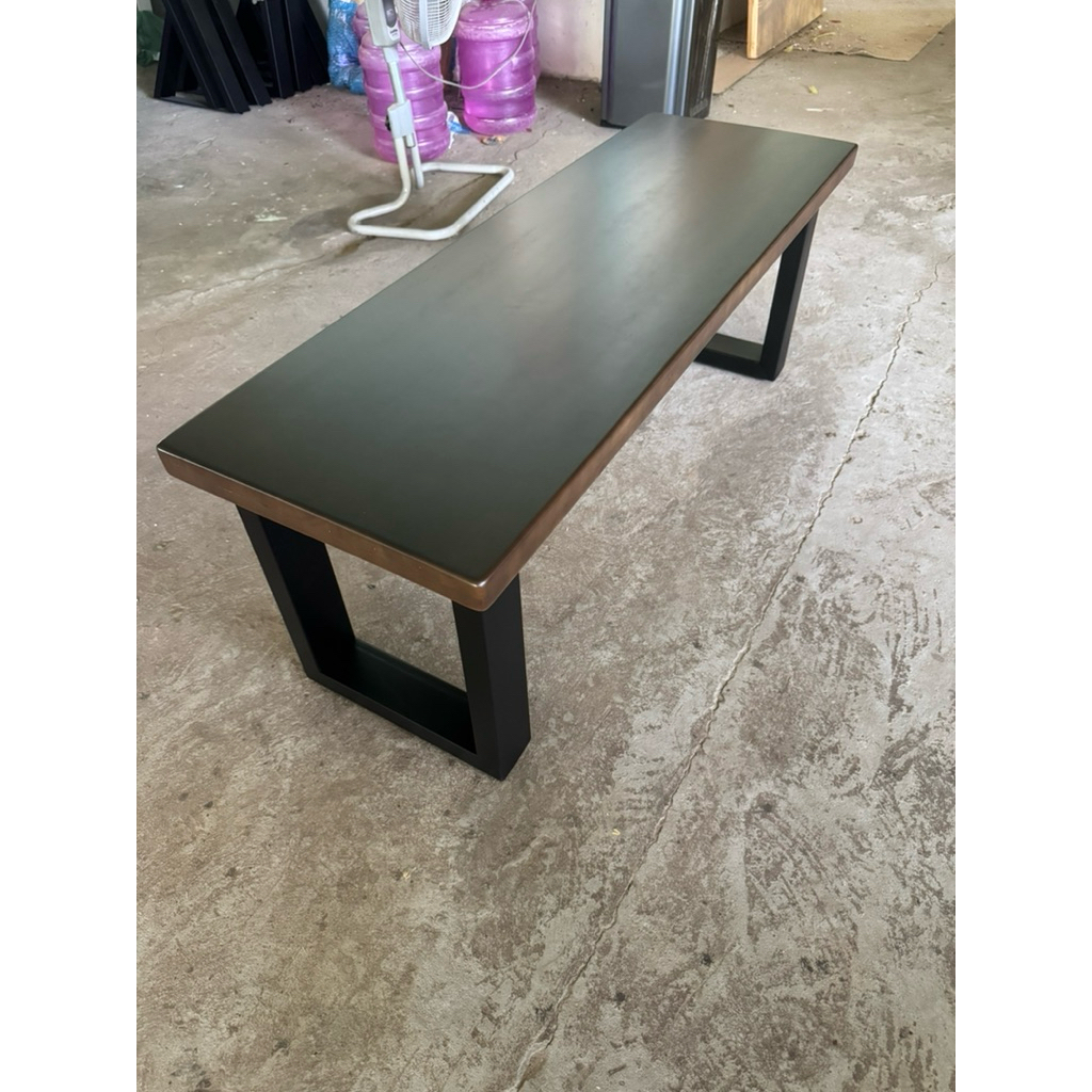 เก้าอี้ยาว ไม้พาราประสาน สีโอ๊คด้าน ขาดำ ขนาดกว้าง40cmxยาว120cmxสูง45cm.ไม้เกรดAC หนา20mm.