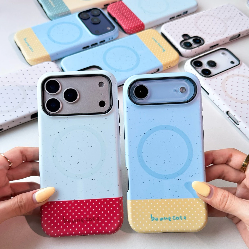 [i17]พร้อมส่ง💘 T3S216 เคสแม่เหล็ก 2Layer Polkadot เคสลายจุด เคสชาร์จไร้สาย เคสไอโฟน กันกระแทก For iPhone13-17P,17Promax
