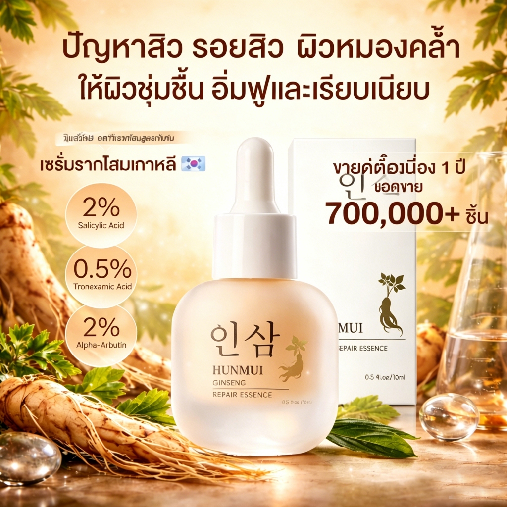 【แนะนำโดยดารา】คิดค้นสูตรที่เกาหลี ช่วยแก้ไขปัญหาผิวได้ทุกประ เซรั่มบำรุงผิวหน้า essen facial serumce