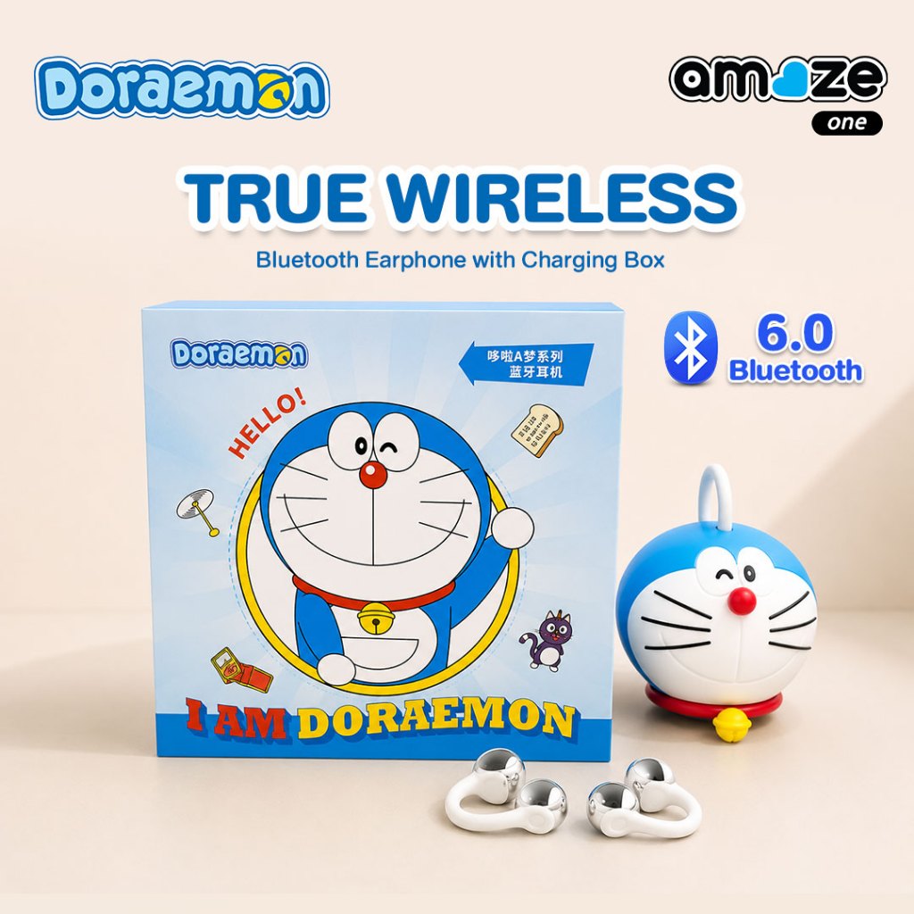 Amaze One Doreamon Earphone หูฟังบลูทูธ หูฟังไร้สายแบบ Cilp-on ลายลิขสิทธิ์แท้ รุ่น A-DME8324 - รับประกัน 1 ปี