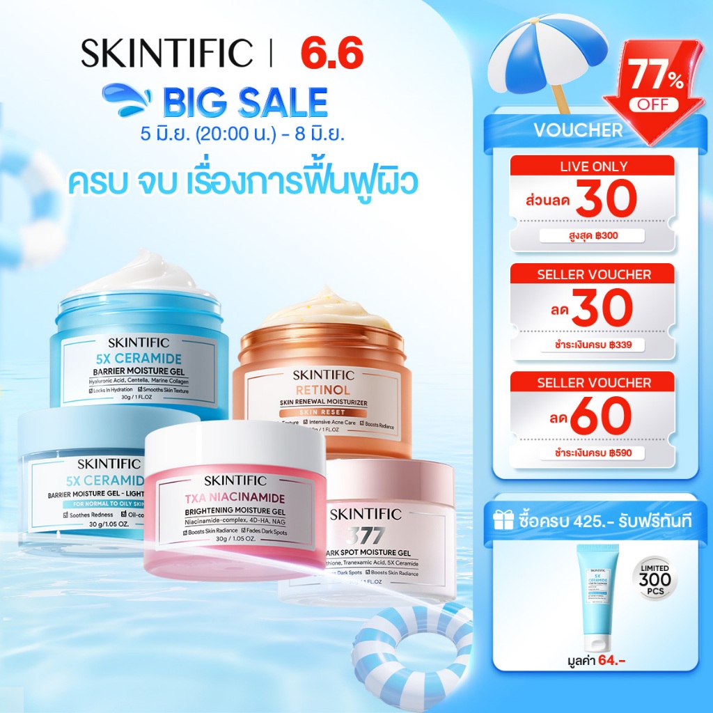 SKINTIFIC มอยเจอร์ไรเซอร์ ครีม ครีมบำรุงผิวหน้า Moisturizer Gel ช่วยบำรุงและเสริมเกราะป้องกันใบหน้า ครีมทาหน้า ครีมขาว