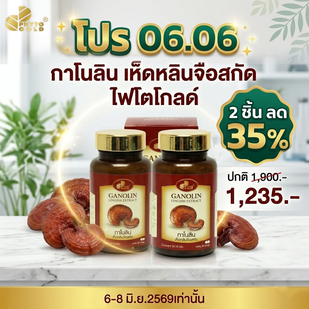 PHYTO GOLD กาโนลิน เห็ดหลินจือสกัด [60 แคปซูล]