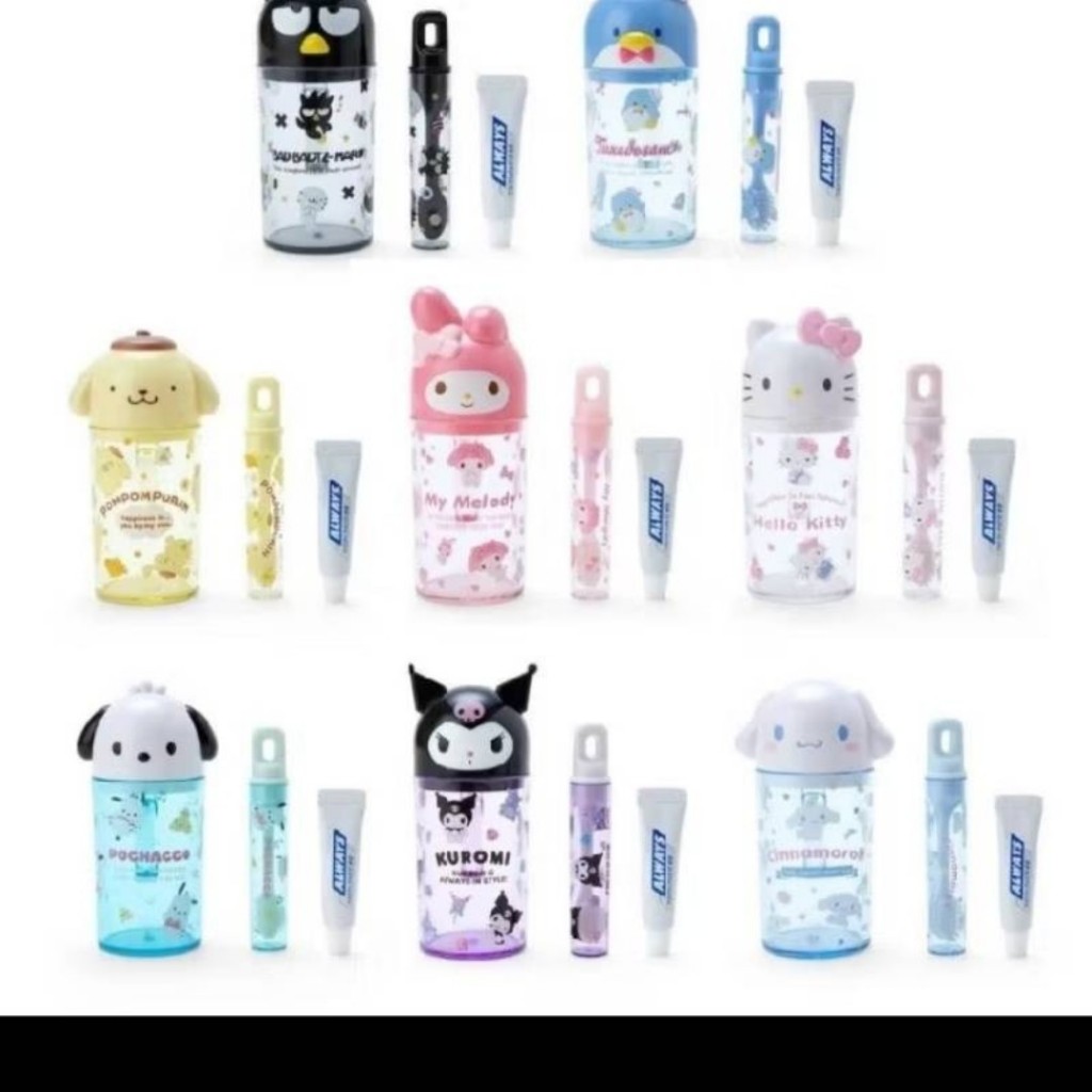 ชุดแปรงฟัน ยาสีฟันแก้วน้ำ sanrio  My melody ,Tuxedo Sam