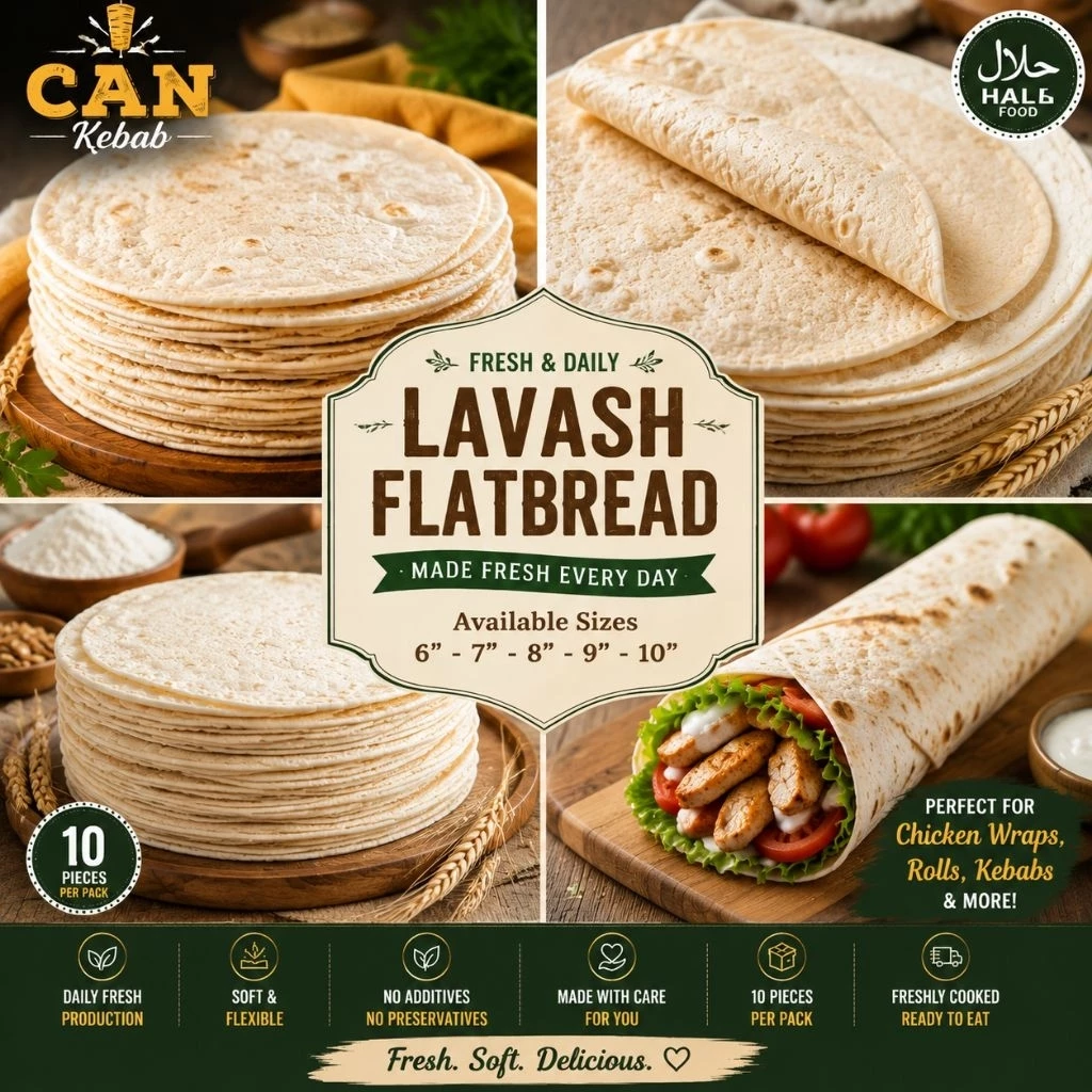 แป้งเคบับ. Kebab bread. Tortilla. Lavaş ekmeği (10 pieces in pack)