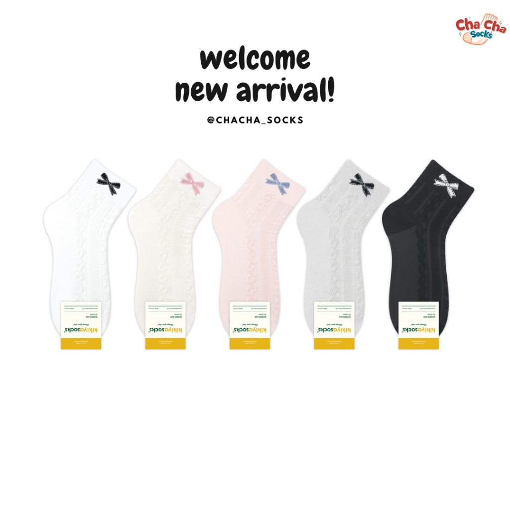 Chacha socks - ถุงเท้าข้อยาว Double Cable Ribbon middle socks แบรนด์ kikiya socks ถุงเท้านำเข้าจากเกาหลี