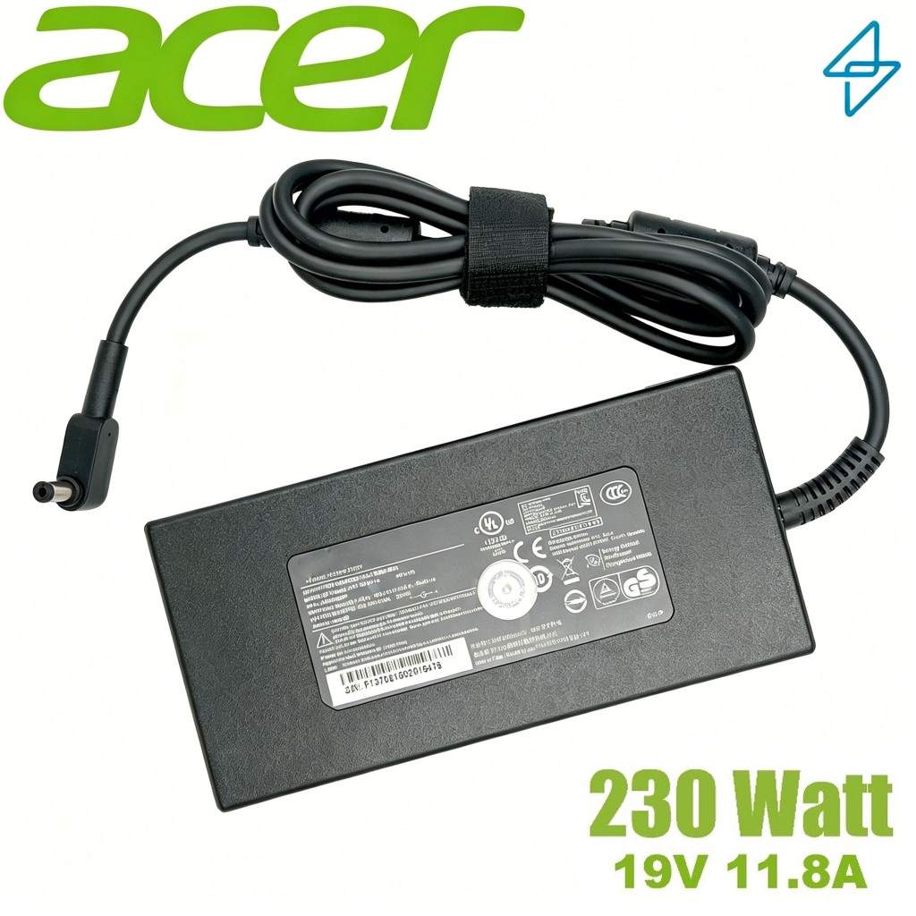 Acer Adapter ใช้ได้กับ 19V/11.8A 230W หัวขนาด 5.5*1.7mm สายชาร์จ Acer Predator Helios 300 PH315-53 อะแดปเตอร์