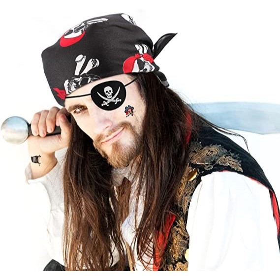 ผ้าพันคอ ลาย หัวกะโหลก ผ้าโพกหัว โจรสลัด พรอพ โจรสลัด Skull Pirate Scarf / Pirate Bandana