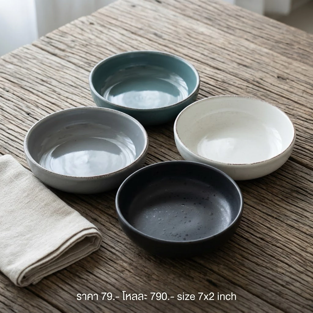 ชามสลัด (มีตำหนิ) โฮมเมด 7 นิ้ว โบว์ Salad Bowl สไตล์ญี่ปุ่น สามารถเข้าไมโครเวฟได้