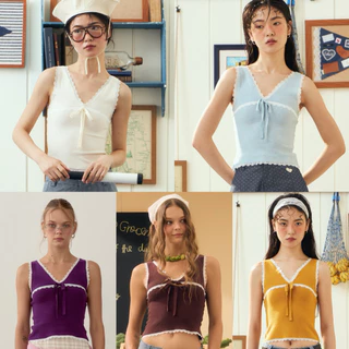 Sardine Sleeveless เสื้อแขนกุดนิตทอ มีดีเทลแต่งลูกไม้