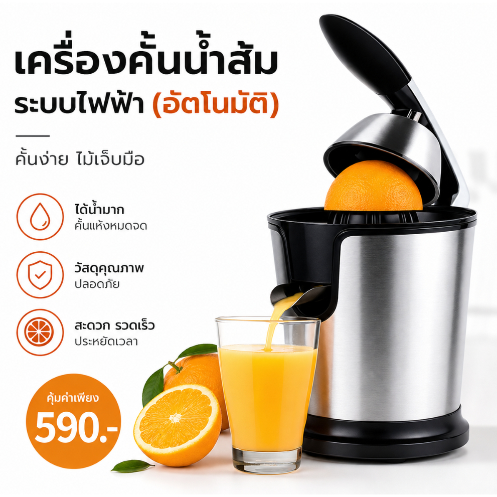 🔥เครื่องคั้นน้ำส้ม มะนาวไฟฟ้า (electric orange squeezer) พร้อมหัวคั้น2ชนิดใช้คั้นน้ำส้ม/มะนาวเครื่องคั้นส้ม