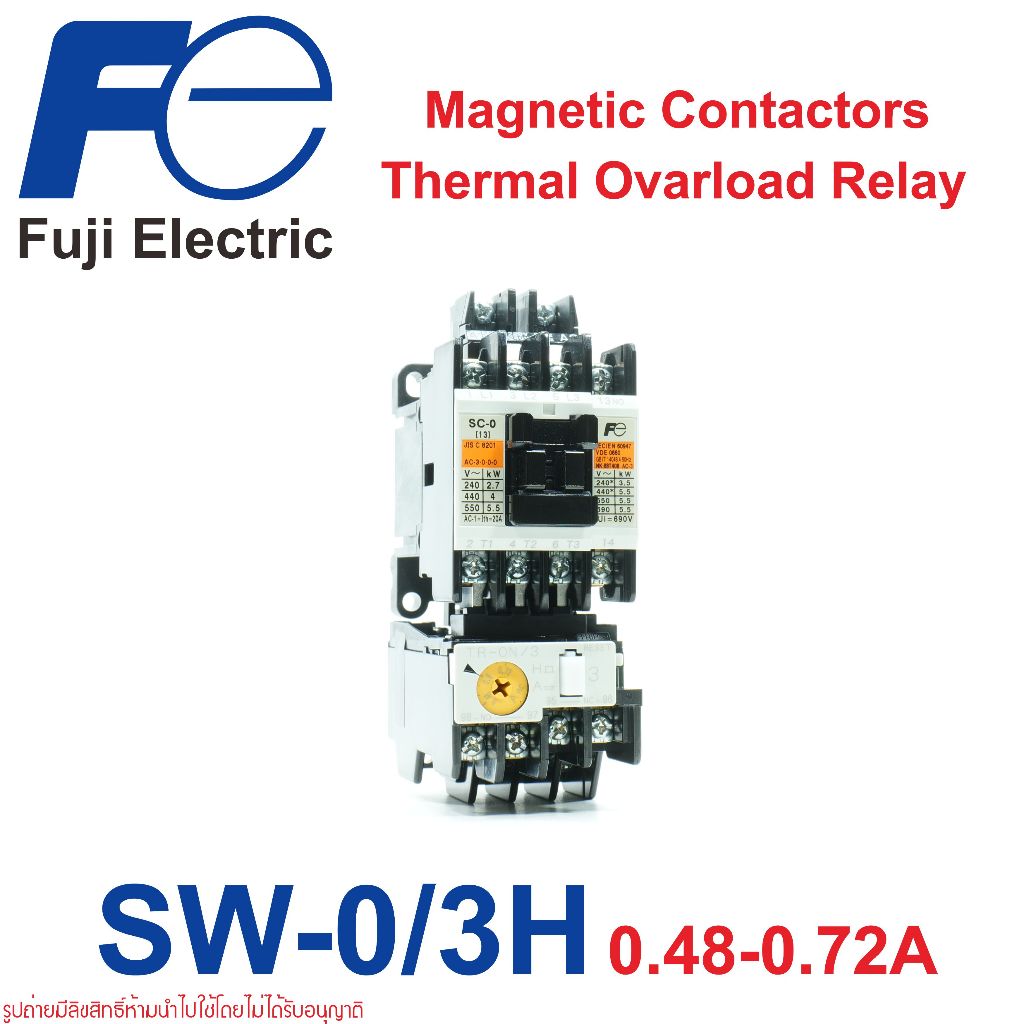SW-0/3H Fuji Electric SW-0/3H 0.48-0.72A Fuji Electric Magnetic Motor Starter SC-0+TR-0N/3 0.48-0.72
