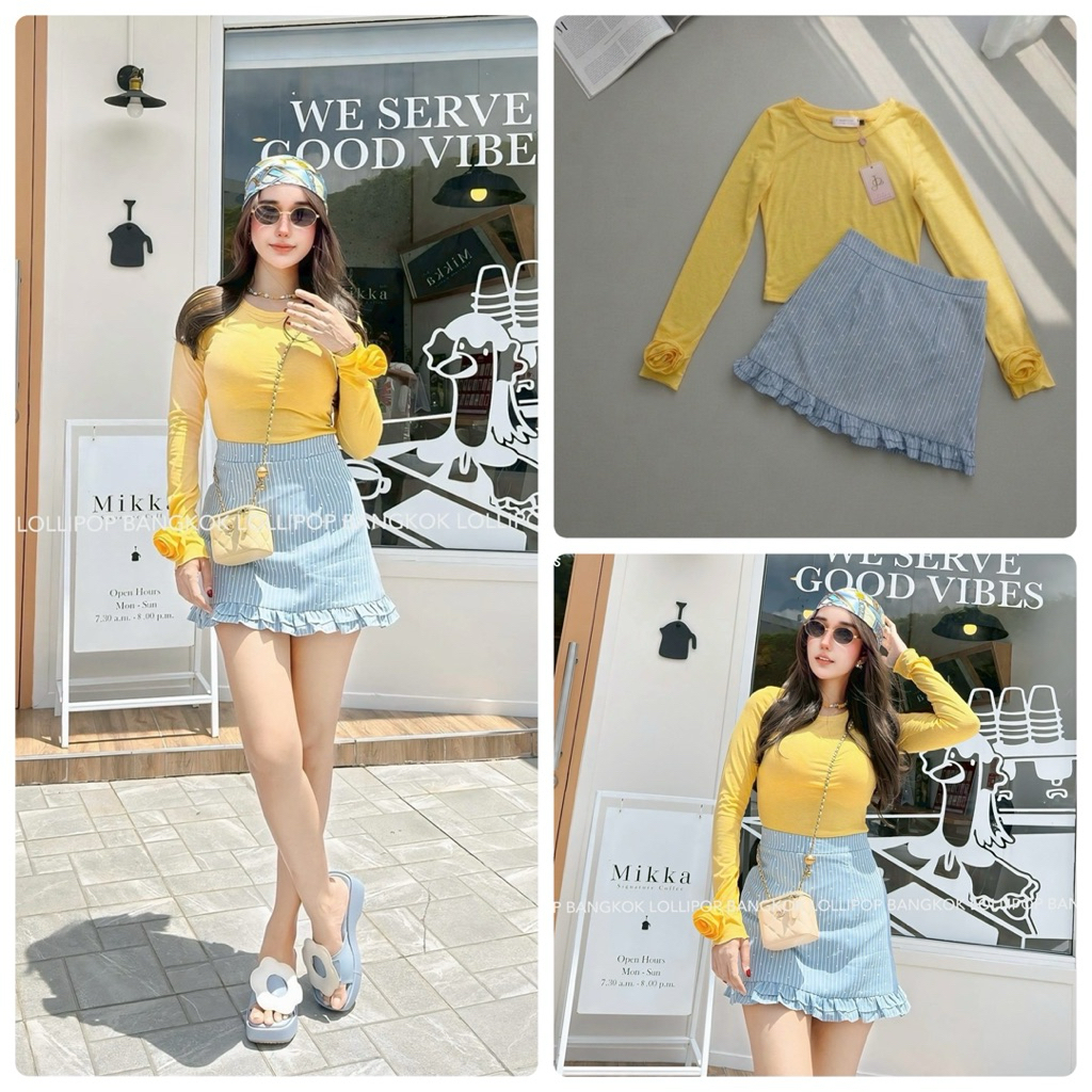 Lollipop ชุดเซ็ท เสื้อแขนยาว+กระโปรงสั้น แบบน่ารักมาก
