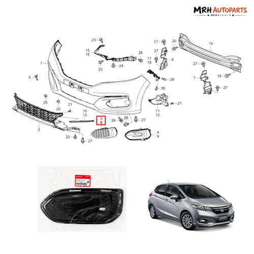 ฝาครอบปิดช่องไฟตัดหมอก Honda Jazz GK 2017-2020 แท้ศูนย์ราคาต่อ 1 ข้าง
