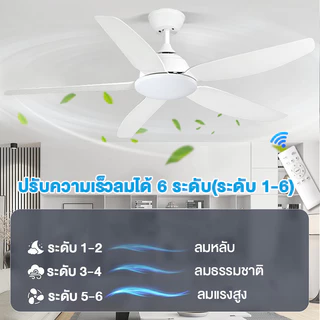 GOGEOUS พัดลมเพดาน 46นิ้ว/56 นิ้ว พร้อมรีโมทคอนโทรล มอเตอร์ DC ไร้เสียงรบกวน 6 ระดับ ลมแรงมาก สำหรับระเบียง/ห้องนั่งเล่น