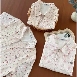 SISSY : เสื้อแขนสั้นคอปก(XS-3XL) ผ้าลูกไม้ซิปหน้า ซับในทั้งตัว ใส่สบาย