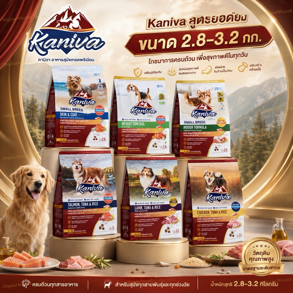 *2.8kg-3.2kg.*Kaniva DOG เกรดพรีเมี่ยม สำหรับสุนัขทุกช่วงวัย Kaniva. อาหารสุนัขคานิวา