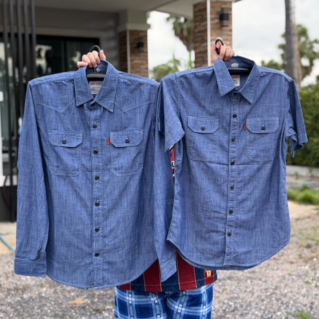 เสื้อแชมเบ้ป้ายส้ม Bendavis แบรนด์แท้ มีหลายแบบกระดุมขาวกระดุมดำ