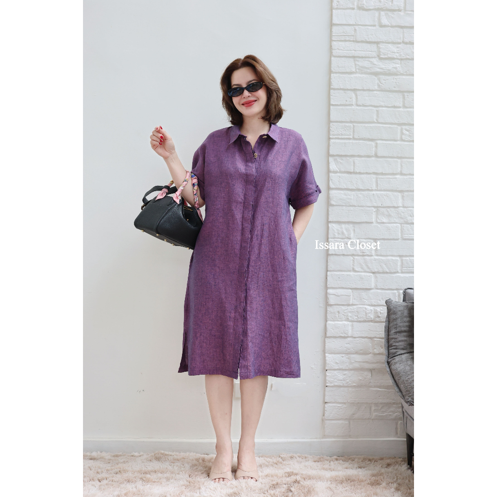 DressLinen รุ่น Maru เดรสทรงปล่อยๆ ใส่ในวันสบายๆ ดีไซน์ซ่อนกระดุมแบบเก๋ๆ