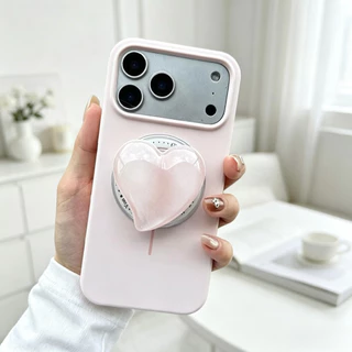 เคสซิลิโคน ขาตั้ง ชมพู I17ProMax ชาร์จได้ กิ๊บต๊อก pop up เคสกำมะหยี่ สำหรับ for iphone 16promax 15promax 14 13 12 11